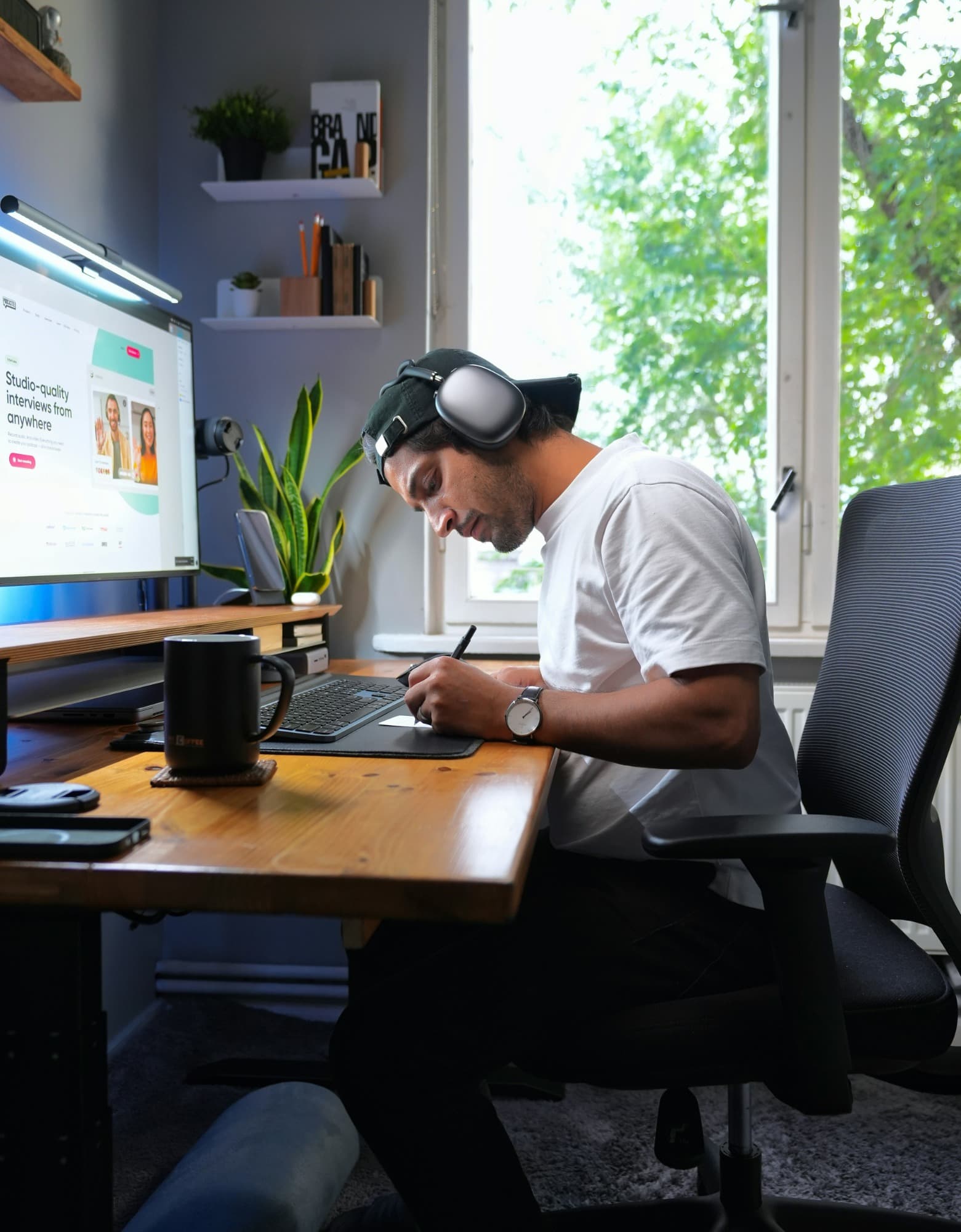 A specialist working at a desk
